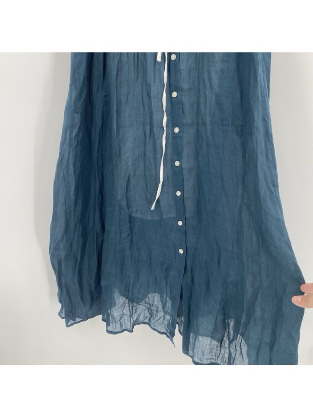 J Crew Size 8P Cerise Shirtdress in Dip-Dyed Ramie Smocked Waist Petite CL088 - Picture 8 of 16